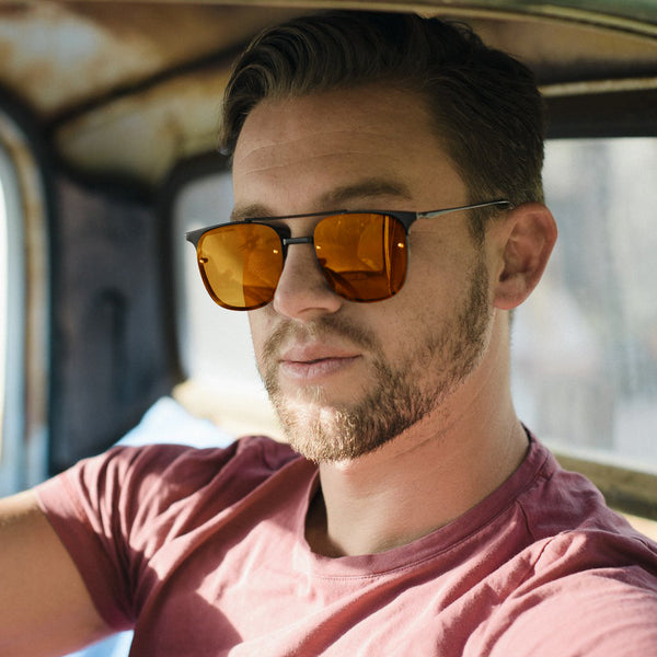 CRAWFORD UNISEX SUNGLASSES (BLACK/ RED MIRROR)