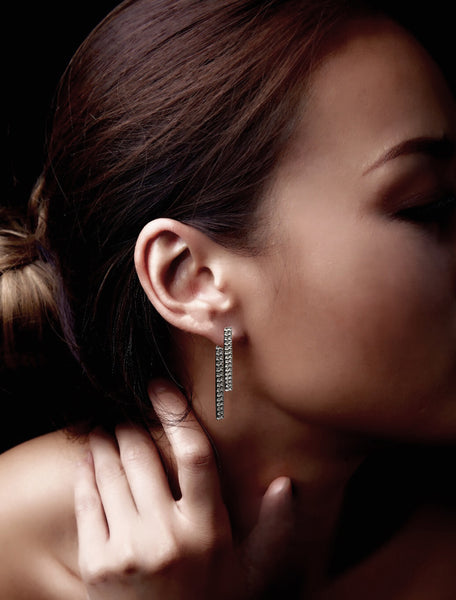 DOUBLE DROP EARRINGS GUNMETAL