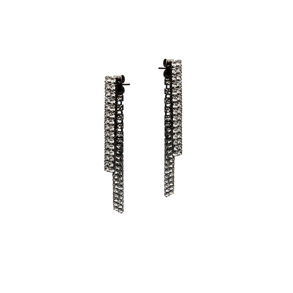 DOUBLE DROP EARRINGS GUNMETAL