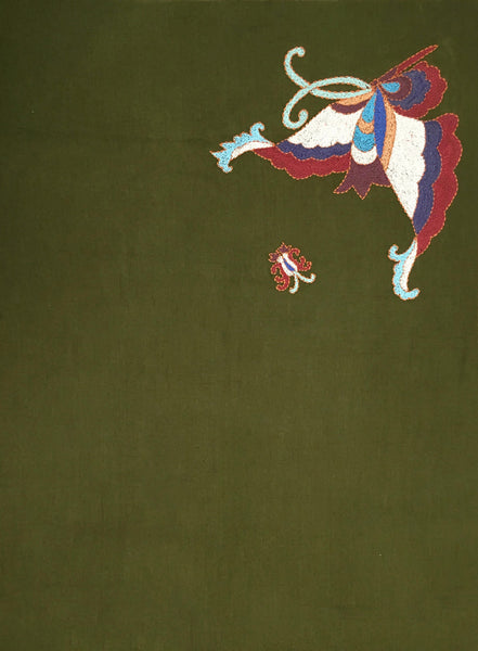 EMB. BUTTERFLY WRAP (OLIVE/ MULTI)