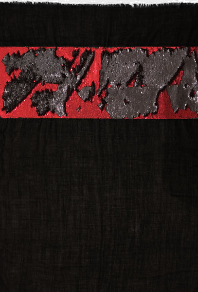 EMELIE BLOCK WRAP (BLACK/ DEEP RED)