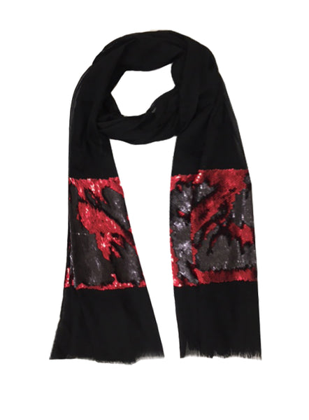 EMELIE BLOCK WRAP (BLACK/ DEEP RED)