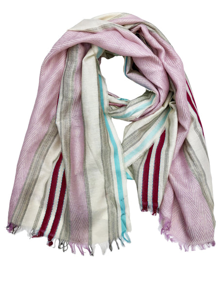 REVERSIBLE WOOL W/ RIBBON WRAP (ORCHID/ TAUPE)