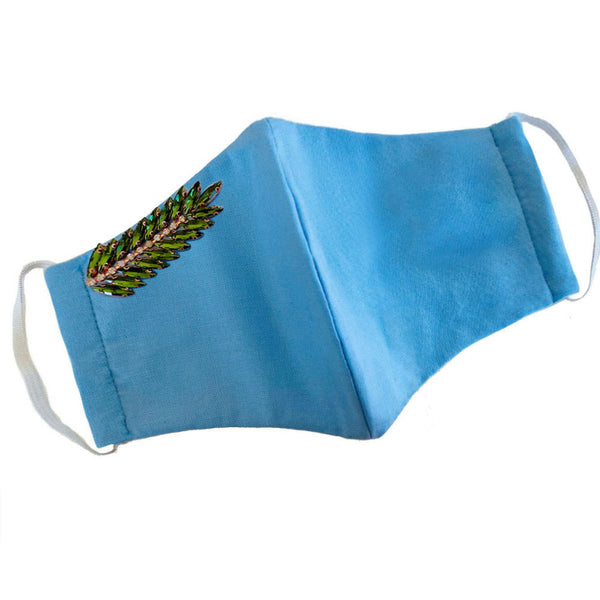 Fern Leaf Crystal Mask Aqua Blue