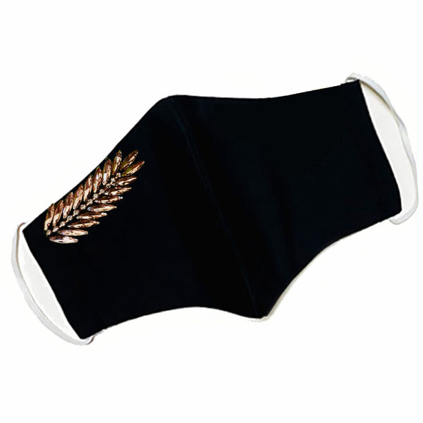 Fern Leaf Crystal Mask Black