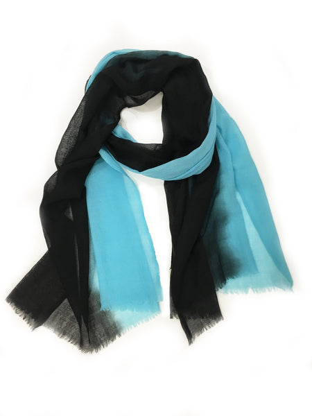 OMBRE WOOL WRAP (BLACK/AQUA)