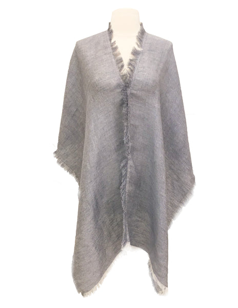 LINEN PONCHO (DOVE GREY)