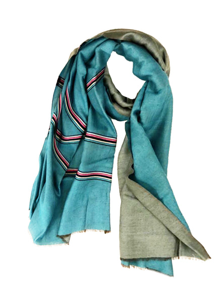 REVERSIBLE WOOL W/ RIBBON WRAP (AQUA/ PLATINUM)