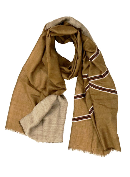 REVERSIBLE WOOL W/ RIBBON WRAP (BEIGE/ CAMEL)
