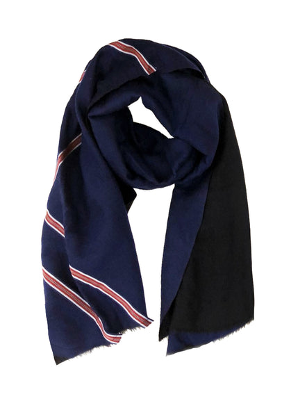 REVERSIBLE WOOL W/ RIBBON WRAP (MIDNIGHT BLUE/ BLACK)