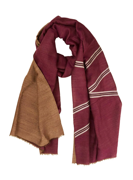 REVERSIBLE WOOL W/ RIBBON WRAP (ORCHID/ TAUPE)