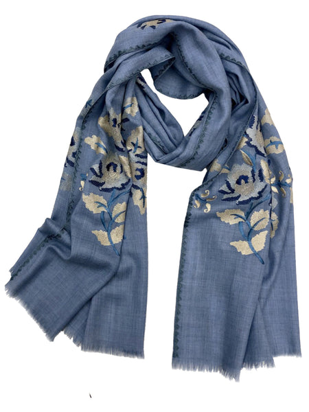 VINTAGE ROSE WRAP (SKY BLUES/ GOLD)