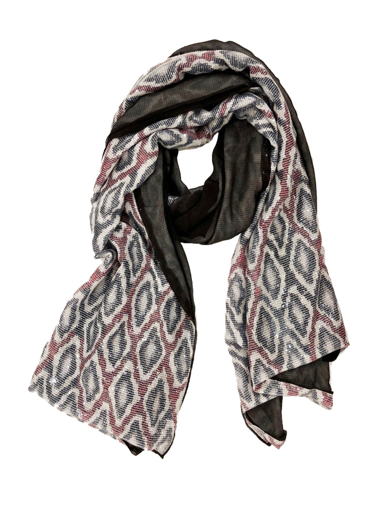 SEQUIN PYTHON WRAP (LARGE, BLACK/ RED)