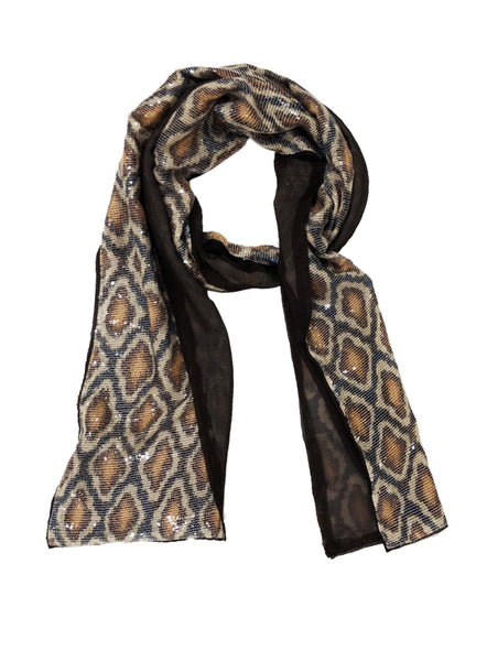 SEQUIN PYTHON WRAP (SMALL, BROWN/ BLUE)