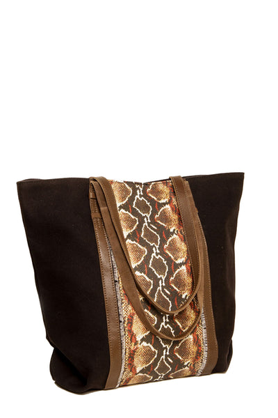 PYTHON PRINT SHOPPER BAG (BLACK)
