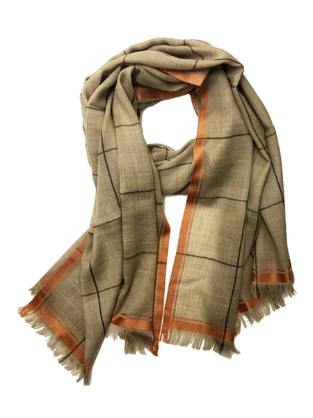 UNISEX BORDER WRAP (BEIGE/ ORANGE)