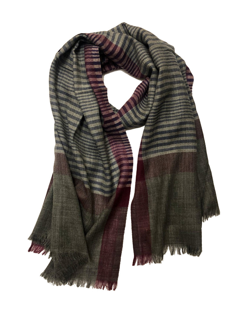UNISEX STRIPES WRAP (BLUE/ GREY/ MAROON)