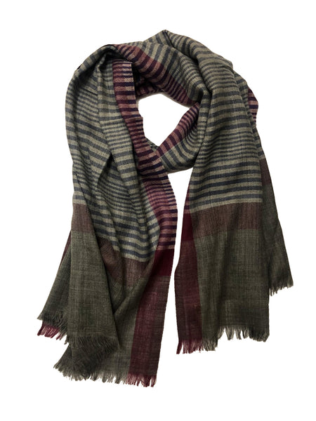 HERRINGBONE PLAID WRAP (LIGHT BLUES/ PURPLE/ YELLOW)