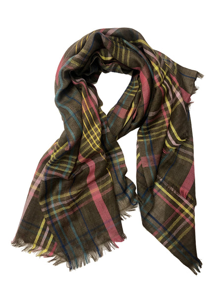UNISEX CHECK WRAP (TAUPE/ BROWN)