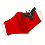 Beaded-Bee Mask Red