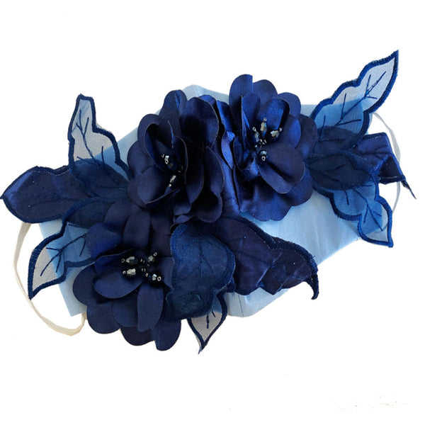 Flower Applique' Mask Blue