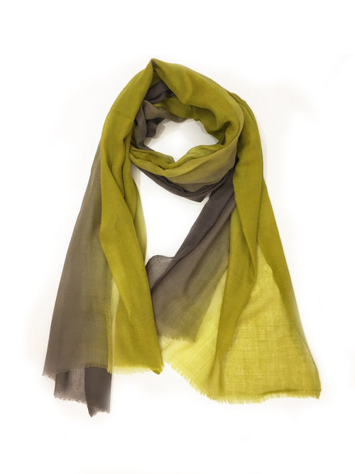 OMBRE WOOL WRAP (CHARTREUSE/ GREY)