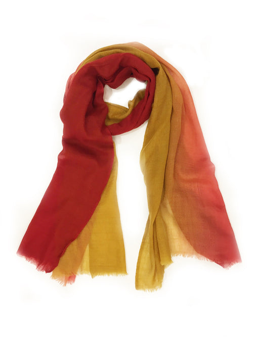 OMBRE WOOL WRAP (RED/MUSTARD)