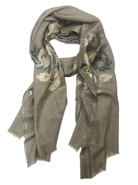 OMBRE WOOL WRAP (OLIVE/ BLACK)
